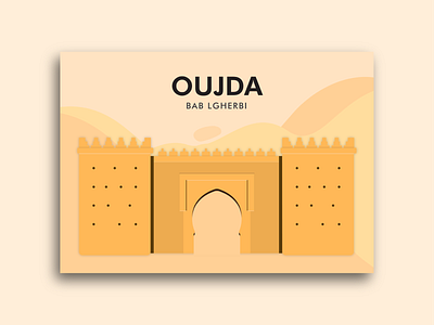 Illustration bab lgherbi city door home illustration minimal mobile modern moniment oujda sand vector