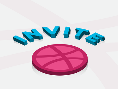 1 Dribbble Invite 3d 3d art blue dribbble dribbble invitation dribbble invite dribble drible illustration invitation invite minimal pink