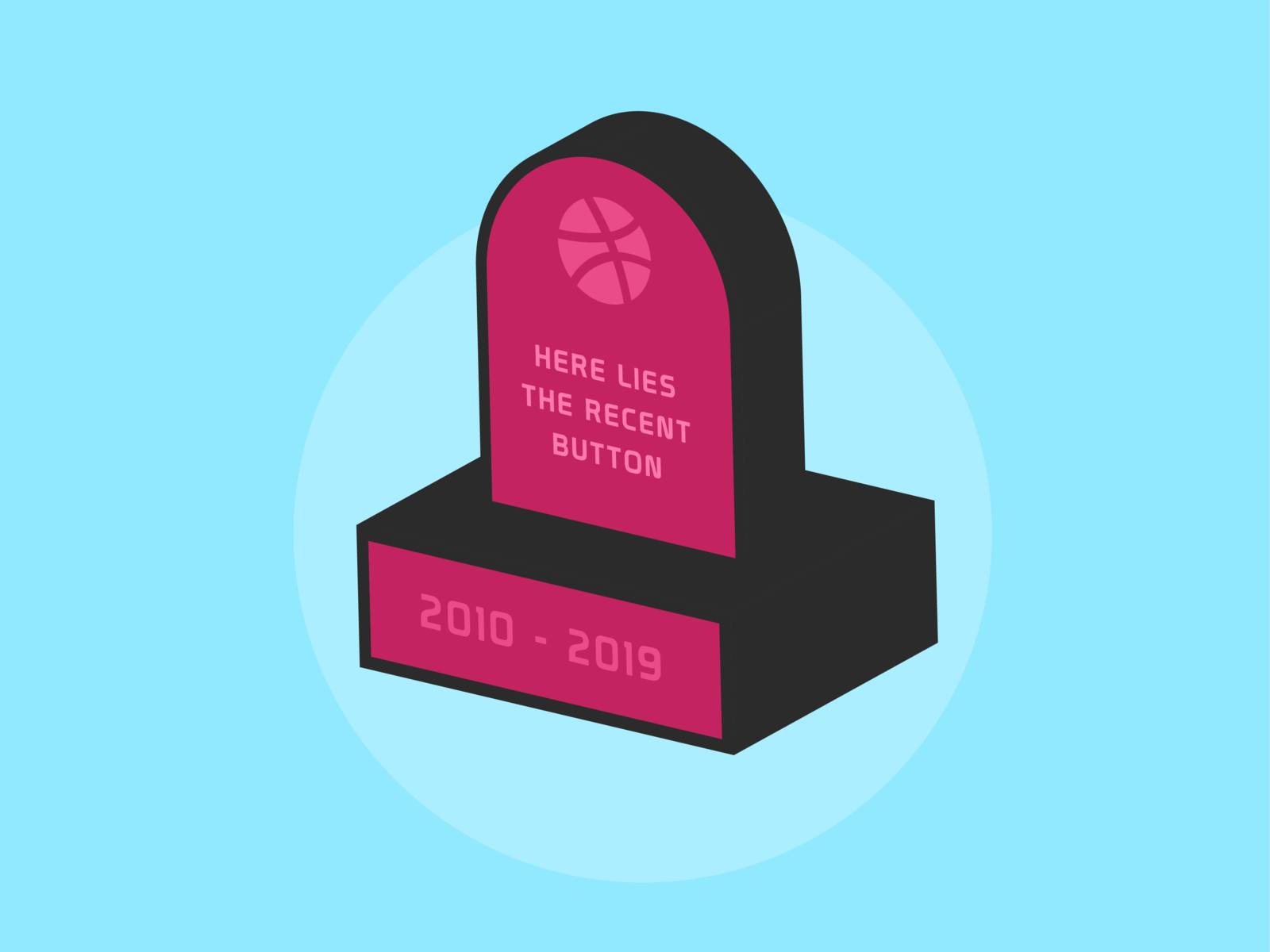 R.I.P 3d art blue dribbble grave illustration minimal pink recent recent button rip ui