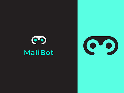 Malibot Logo 2d black bot branding cyan icon logo malibot malibu minimal robot white