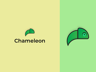 Chameleon Logo 2d animal animal art branding chameleon colors green icon logo minimal typography