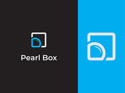 Pearl Box Logo 2d black blue blue and white box branding circle design logo minimal pearl shine square