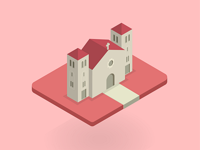 Oujda's Church 3d build building church illustration isometric morocco oujda religion ui vector