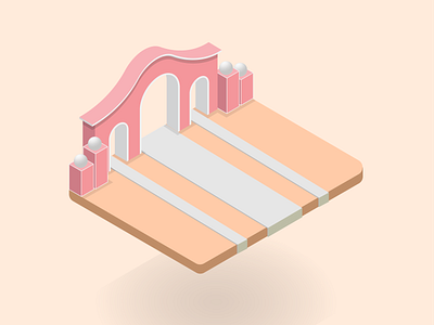 Oujda's Park. africa art building illustration isometric maroc morocco oujda parc pink vector