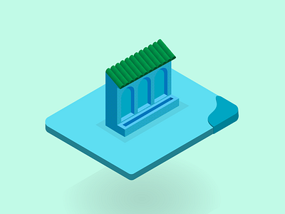 Oujda's Patrimony. 2d 3d arabic art blue building green illustration isometric isometric design minimal morocco oujda pattern