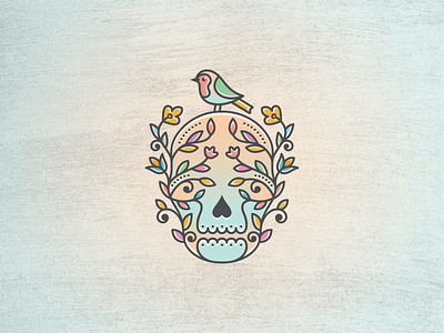 Floral Skull Logo adobe ilustrator anatomic bird branch branches death decorative face floral skull frame human logo nature skeleton tree vector