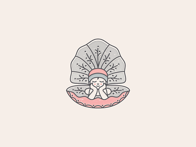Sleeping Baby In A Seashell Logo
