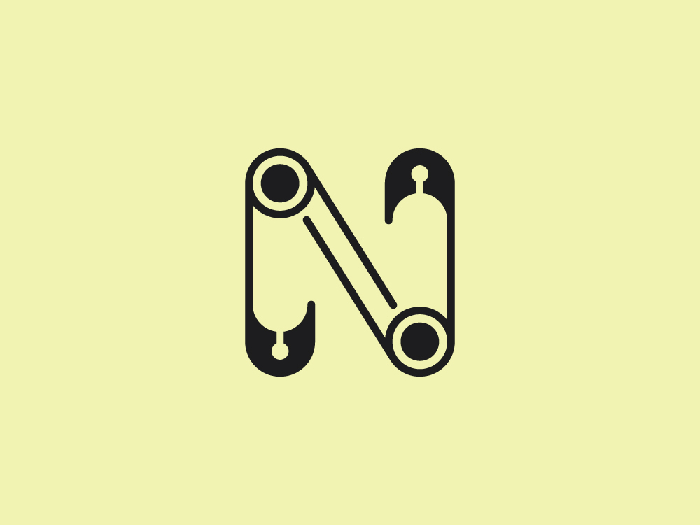 Letter N Safety Pins Logo by Nahida Sultana