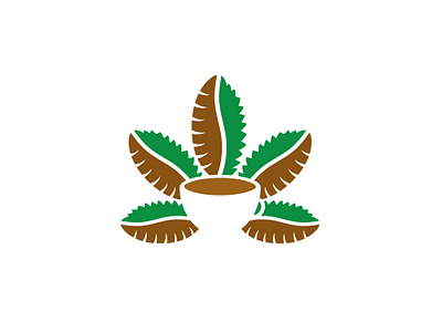 Cannabis Cafe Logo branding bread cafe cannabis coffee coffee bean cup ganja hemp illustrator leaves logo logo design marijuana medicine restaurant weed