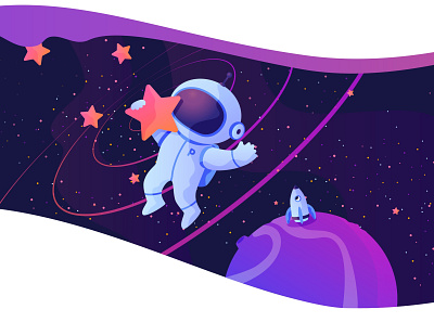 Skywalker character design creative design hero illustration purple space stars ui vector web