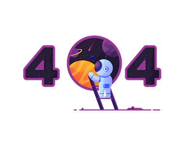 404 page 404 404 error 404 page branding character character design illustration purple space ui vector web