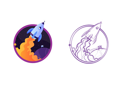 Track the progress - Icon blue character design design icon icon design icon set illustration planet progress purple space spaceship vector web