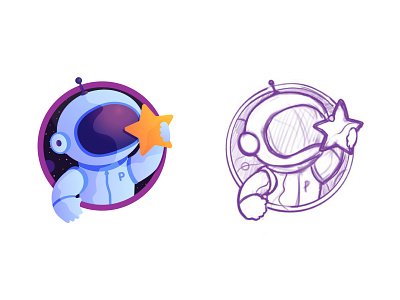 Get your paper - Icon character character design design illustration planet purple space spaceman star ui vector web