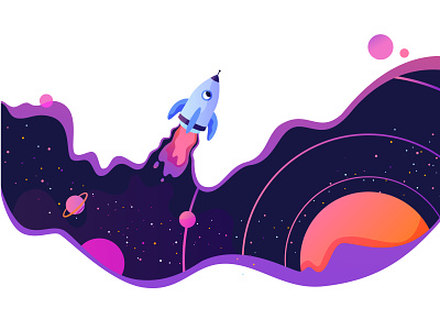 Space Rocket character character design design illustration planet purple rocket space ui vector web