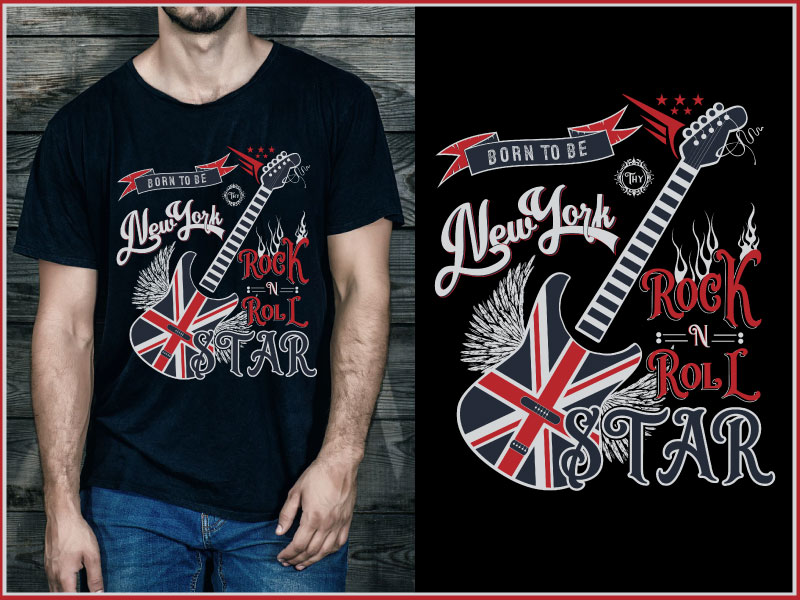 GUITAR Rock N Roll STAR T-Shirt Design by Sourov Das™💎 on Dribbble