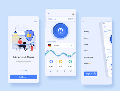 VPN App UI design app appdesign dailyui design illustration security app servise ui ux vpn app