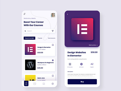 App Design Concept for online learning platform