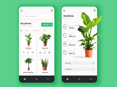 Plant Care Mobile App care flower gardening green ios monile design nature plant plant care plants monitoring ui ux watering