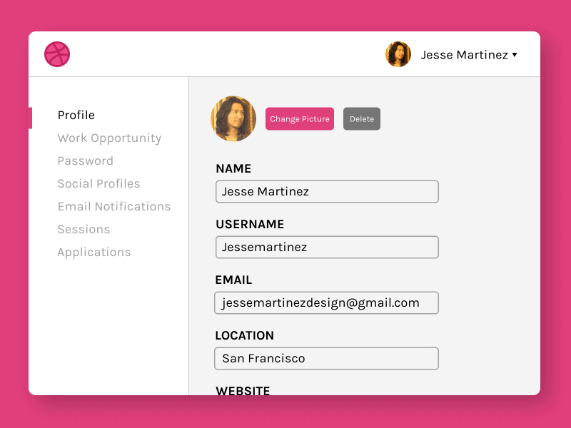 Dribble Settings Redesign after effects dailyui dribbble figma settings
