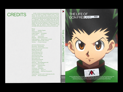 The Life of Gon Freecss 1/3 anime concept design editorial editorial layout gon freecss hunter x hunter layout magazine mockup print typography whitespace zine