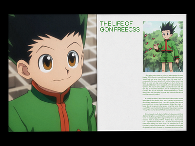 The Life of Gon Freecss 2/3 anime concept design editorial gon freecss hunter x hunter layout magazine print print design type typography whitespace zine