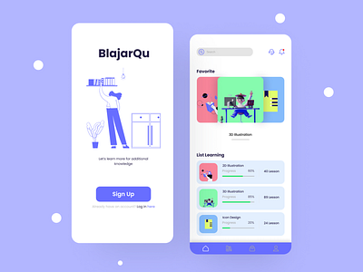 BlajarQu App - Mobile app design 2d illustration 3d illustration design education icon mobile app design ui ui design visual design