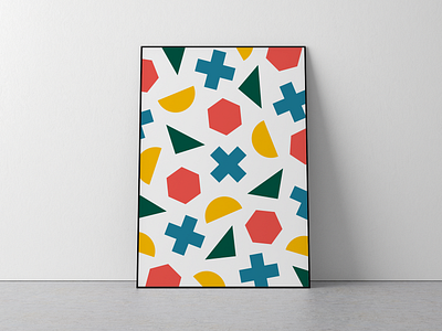 Geometric All-Over Poster art frame geometric hexagon mockup pattern poster primary colors shapes vector