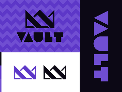VAULT Branding - Daily Logo Challenge (Day 28) abstract brand and identity branding clothing crown daily logo challenge hip clothing brand icon logo logo 2d logotype mark plain threads purple royal shapes vault wordmark