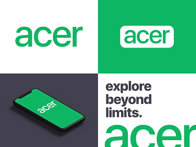 Acer Re-brand Concept acer branding computer concept green logo logotype mockup phone rebrand rebranding redesign sans serif simple technology wordmark