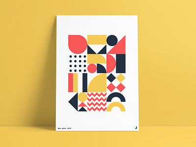 Geometric Poster #6 geometric grid illustration pattern portfolio poster poster art primary colours shapes vector