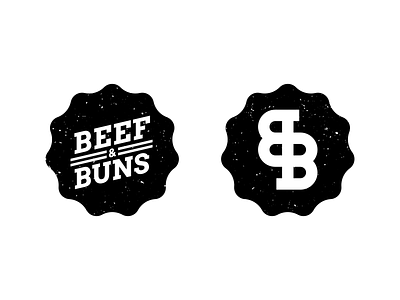 Beef & Buns - Badge Designs (Daily Logo Challenge - Day 33) badge black and white branding burger concept daily logo challenge design icon logo monochrome simple type