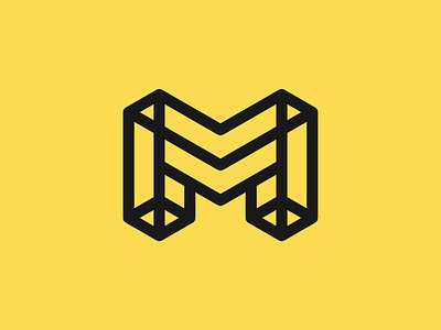 M icon abstract branding concept geometric icon isometric letter logo mark minimal simple symbol type