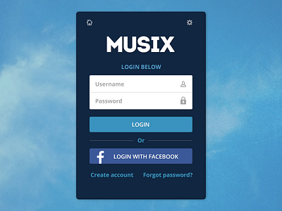 Musix login screen idea login musix ui