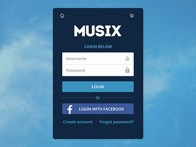 Musix login screen