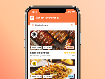 Thuisbezorgd app redesign app delivery app food delivery ios iphone iphone x restaurants takeaway thuisbezorgd ui user interface