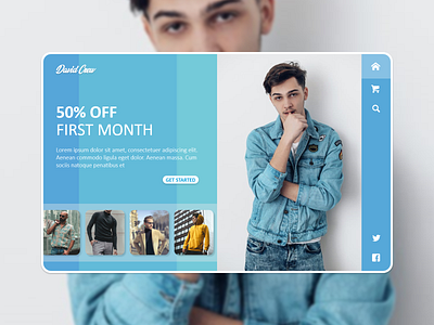 Men's clothing brand's landing page design adobexd blue blue and white branding clean clothing clothing brand colorful landing page design landingpage men simple website