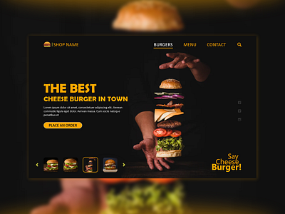 Burger shop's landing page idea