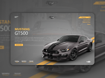 Mustang GT500 landing page idea adobe xd adobexd branding car clean ford mustang landing page design landingpage mustang race racing car simple sports sports car web website