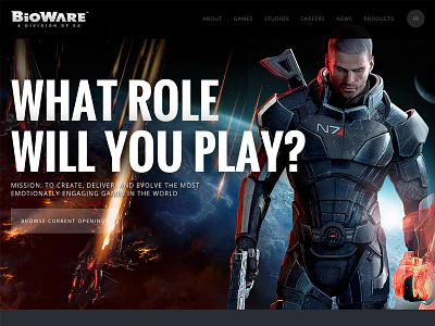 Bioware bioware dragon age ea games gaming mass effect web design webdesign website