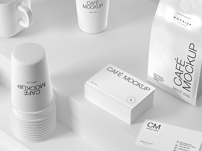 Premium White Coffee Packaging Mockup