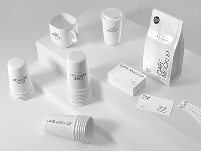 Premium White Coffee Packaging Mockup