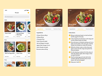 Recipe app app design application design food health health app healthy recipe recipe app recipe book recipes ui ux