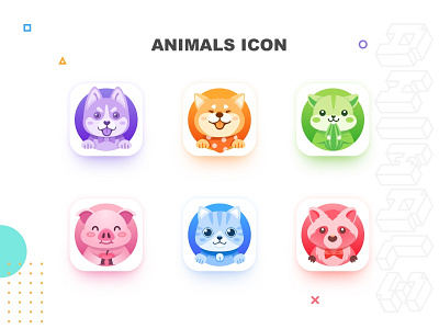 Animals Icon 1 animals cat dog hamster icon pig raccoon