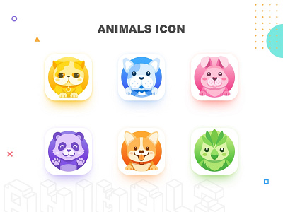 Animals Icon animal bird cat dog icon illustration panda rabbit ui