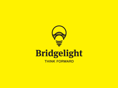 Bridgelight black brand bridge bulb idea identity light logo logo design screw symbol white yellow