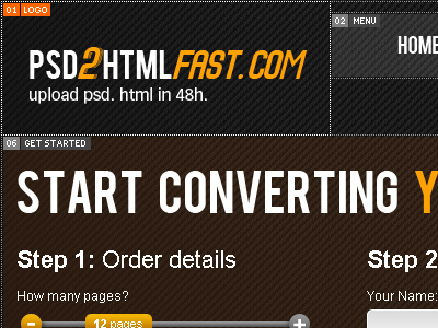 PSD 2 HTML FAST black convertor html orange psd slice yellow