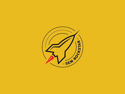 SEM Rockstar - Logo & Business Cards black business cards circle flame flat logo red rocket rockstar sem yellow