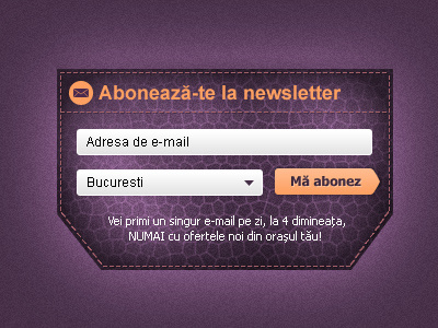 Newsletter Sign-Up Box leather magenta newsletter orange sign up