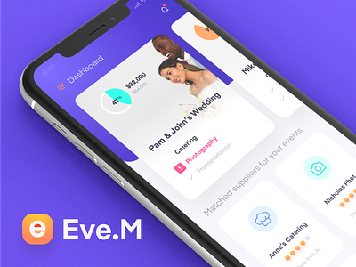 Eve.M - Event management app color guide event event app event management logo mobile app mobile app design mobile ui mobile ux ui guide user experience user flow user interface visual design language wireframe