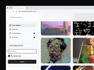 This Is Cool art artwork black clean foundation gallery icon family icon set icons interface interface design login login page minimal minimalism nft search simple ui white